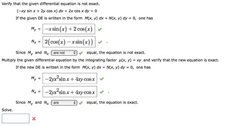 Solved Verify that the given differential equation is not
