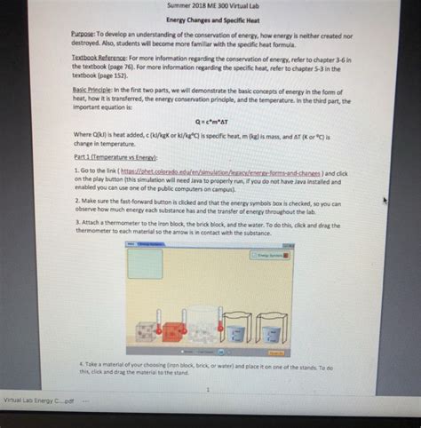 Solved Virtual Lab Energy Changes and Specific Heat