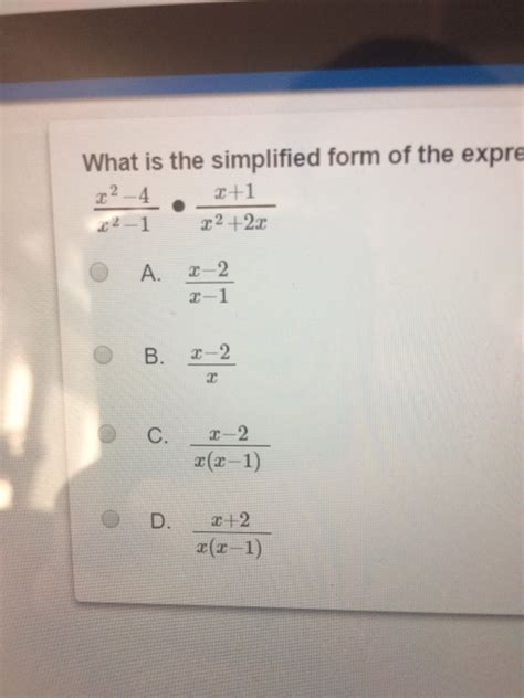Solved What Is The Simplified Form Of The X^2 4/x^2 1...