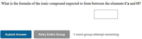 Solved Which ionic compound is expected to form from