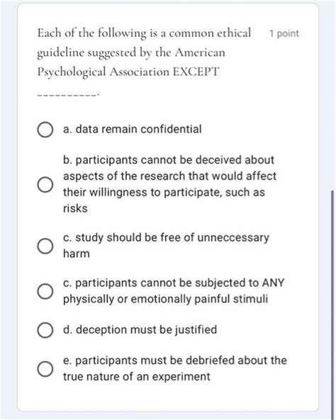 Solved Which of the following is a common guideline for