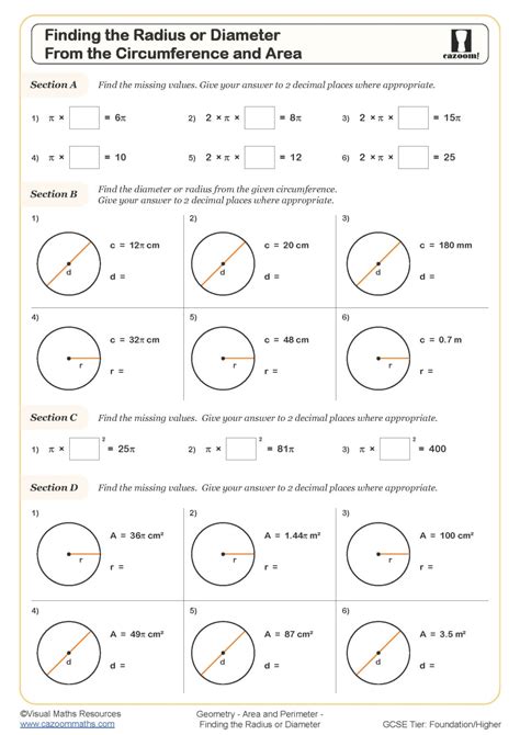 Solved Worksheet1.5Circles Find the center and radius of