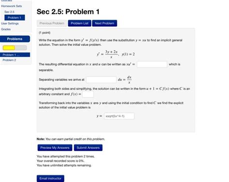 Solved Write The Equation In The Form Then Use The Substi...