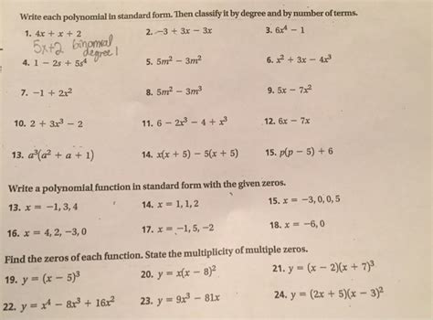 Solved Write each polynomial in standard form. Then classify