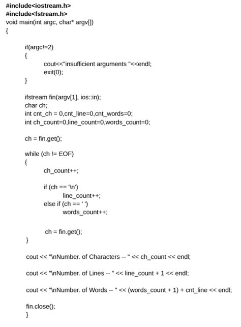 Solved c program that counts the number of characters, words