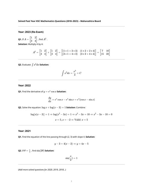 Solved past papers math.  The document contains various mathematical problems ...