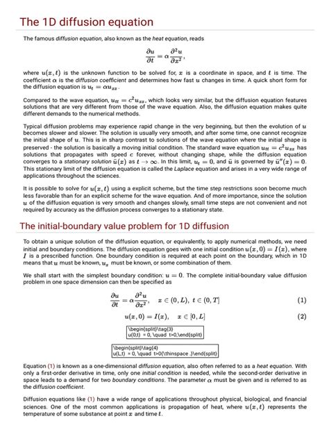 Solving 1d diffusion equation.  Feb 17, 2025 · Deriving the 1-D Diffusion Equation Let u...