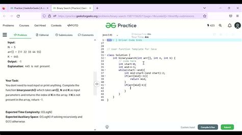 Solving Binary Search Question Coding GeeksForGeeks