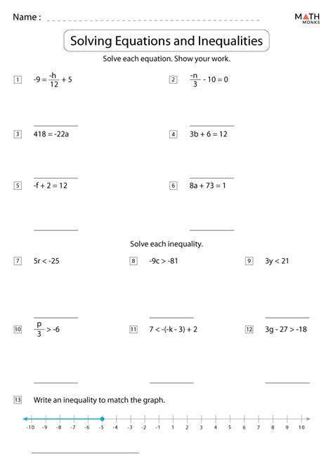 Solving Equations And Inequalities Worksheet Answers