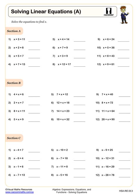 Solving Equations Review Worksheet