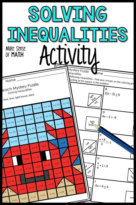 Solving Inequalities Coloring Activity Worksheet Algebraic