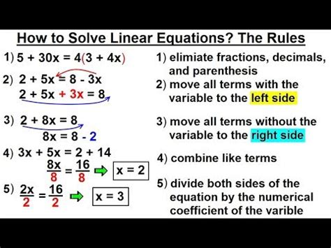 Solving Linear Equations Rules