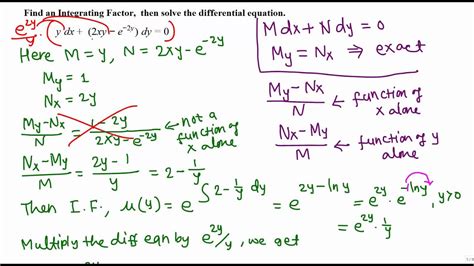 Solving NonExact differential equations Example 2 YouTube