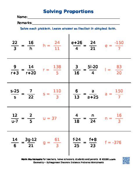 Solving Proportions Worksheet Answers