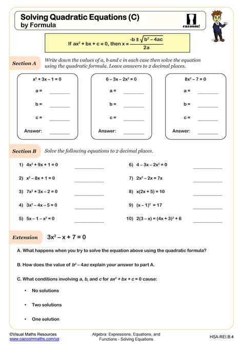 Solving Quadratic Equations Worksheet All Methods