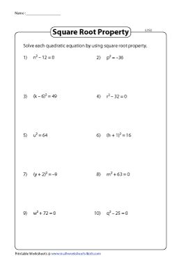 Solving Square Root Equations Worksheet Pdf