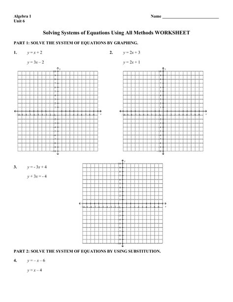 Solving Systems Of Equations Using All Methods Worksheet