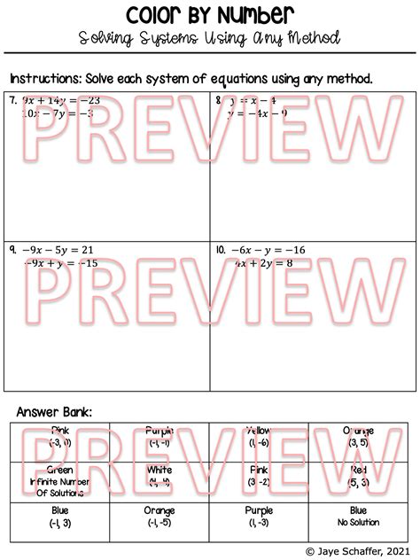 Solving Systems Of Equations Using Any Method Worksheet