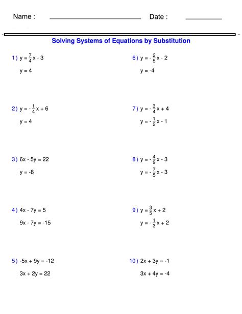 Solving Systems Of Equations Worksheet