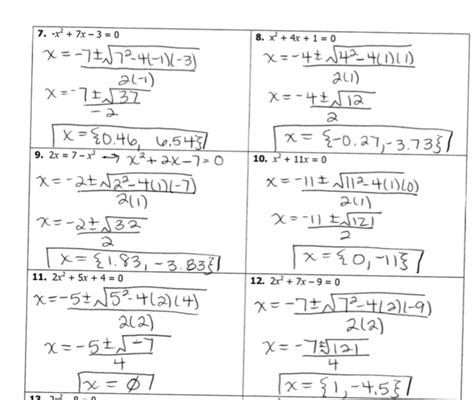 Solving Using The Quadratic Formula Worksheet Answer Key —