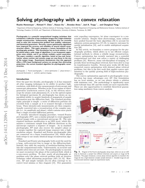 Solving ptychography with a convex relaxation - Institute of Physics