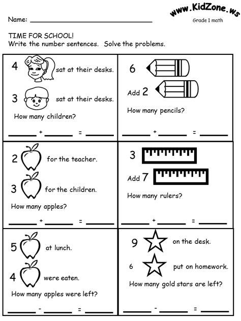 Solving word problems worksheets.  Free math worksheets for kindergarten additio...