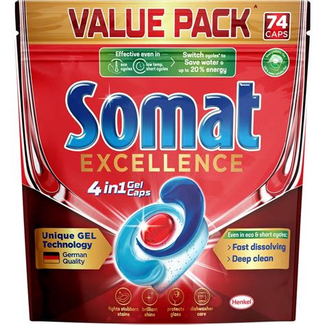 Somat Excellence 4-in-1 Machine Dishwasher Tablets …