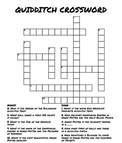 Some quidditch players crossword. Jan 1, 2011 · Here is the solution for the Piece of Quidditch equipment clue featured on January 1, 2011. We have found 40 possible answers for this clue in our database. Among them, one solution stands out with a 94% match which has a length of 5 letters. You can unveil this answer gradually, one letter at a time, or reveal it all at once. 