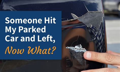 Someone hit my parked car whose insurance do i call. After a car hits you and leaves the scene, the first thing to do is call the police, and then collect as much information as possible, recommends DMV.org. The more information abou... 