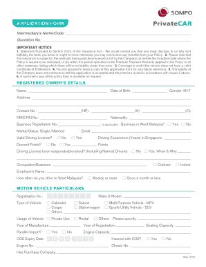 Sompo PrivateCAR Form 20240504