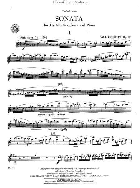 Sonata opus 19 for e flat alto saxophone and piano. - Festschrift für hans von schubert zu seinem 70. geburtstag.