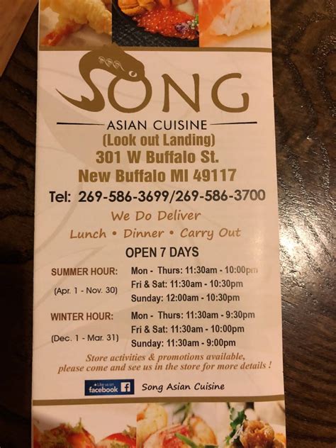 Song Asian Cuisine - New Buffalo, MI Restaurant Menu - Seamless