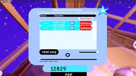Song ids for royale high. Miley Cyrus Roblox IDs. Here are all songs from Miley Cyrus. You can copy any code easily to play in your game. Toggle navigation Menu Music Coder ... If you need any song code but cannot find it here, please give us a comment below this page. Song Code; MILEY CYRUS - 23 [300 SALES] 140630117: Miley Cyrus 23 Shortened. 143862111: … 