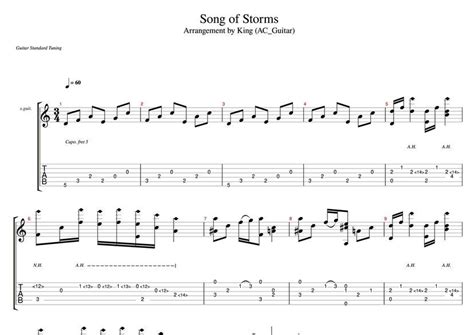 Song of Storms (Simple, One Guitar) Tab by The Legend Of Zelda ...