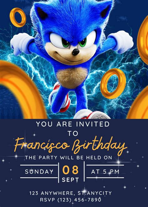 Sonic Birthday Party Invitation Template Postermywall