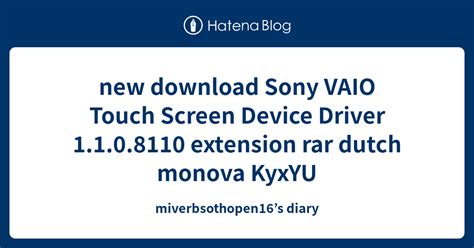 Sony VAIO Touch Screen Device Driver 1.1.0.8110 for Windows …