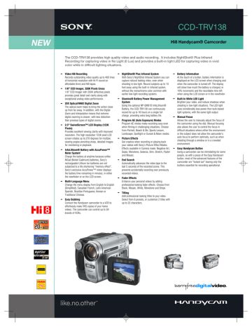 Sony ccd trv138 hi8 handycam camcorder manual. - Geankoplis transport processes solution manual 4th.