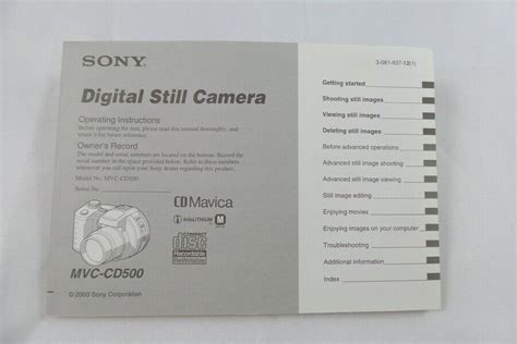 Sony cd mavica mvc cd500 digital still camera operating instructions manual from 2003. - Droid razr maxx ice cream sandwich manual update.