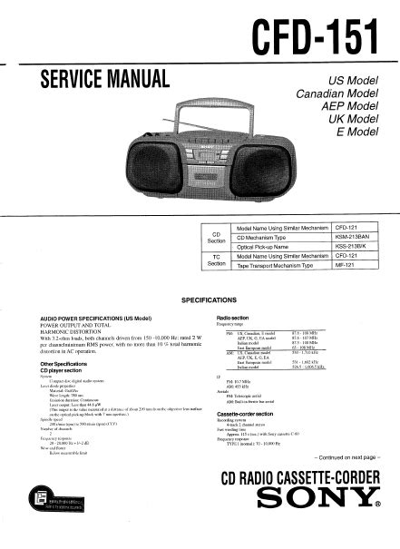Sony cfd dw83mkii cd radio cassette corder parts list manual. - Supporting women to give birth at home a practical guide.