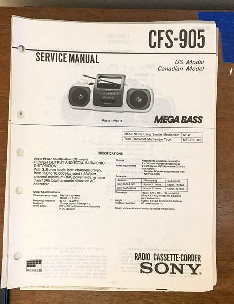 Sony cfs 905 radio cassette corder repair manual. - Guía de los mamíferos y aves extinguidos del mundo.