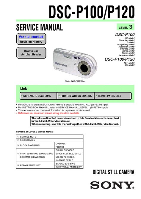Sony cyber shot dsc p100 p120 service repair manual. - Audi a6 avant c5 service manual.