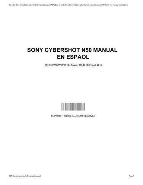 Sony cybershot n50 manual de la camara. - Spss survival manual 5th edition by julie pallant.
