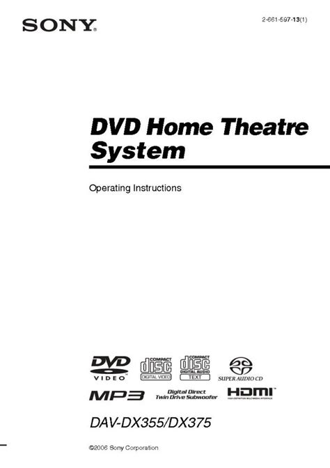 Sony dav dx355 dx375 home theater system owners manual. - Ipod classic 60gb 5th generation manual.