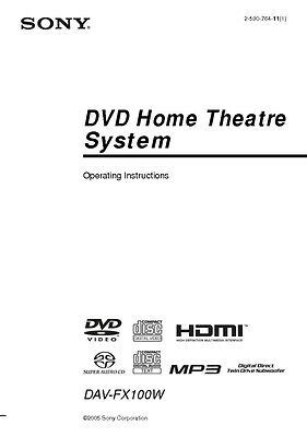 Sony dav fx100w home theater system owners manual. - State of california notary study guide.