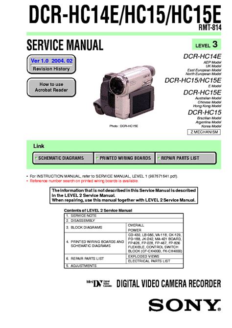 Sony dcr hc14e hc15 hc15e service manual. - Cagiva mito ev racing 1995 service manual.