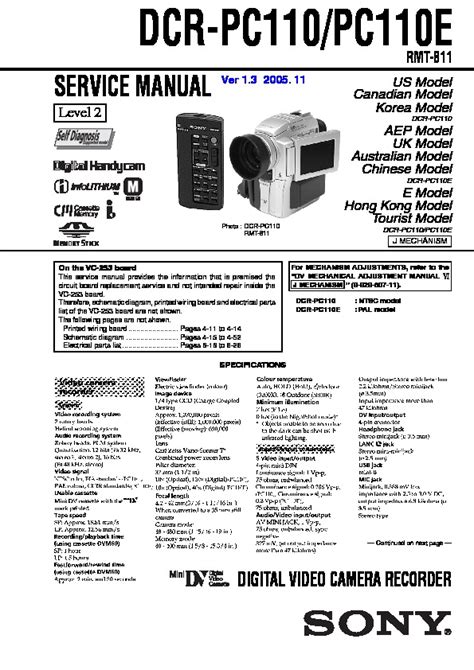 Sony dcr pc110 pc110e service manual. - Tecumseh enduro 16 hp motor handbuch.