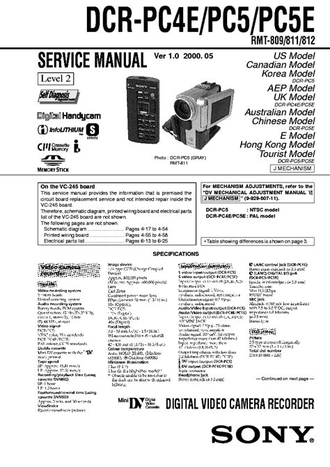 Sony dcr pc4e pc5 pc5e service manual. - Manuale di servizio per un tosaerba grasshopper 321d.