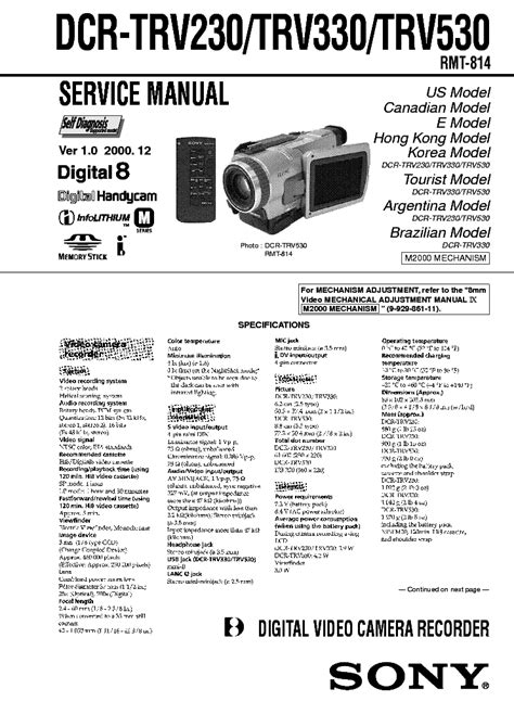Sony dcr trv230 dcr trv330 dcr trv530 service manual. - Service manual for case mx 120.