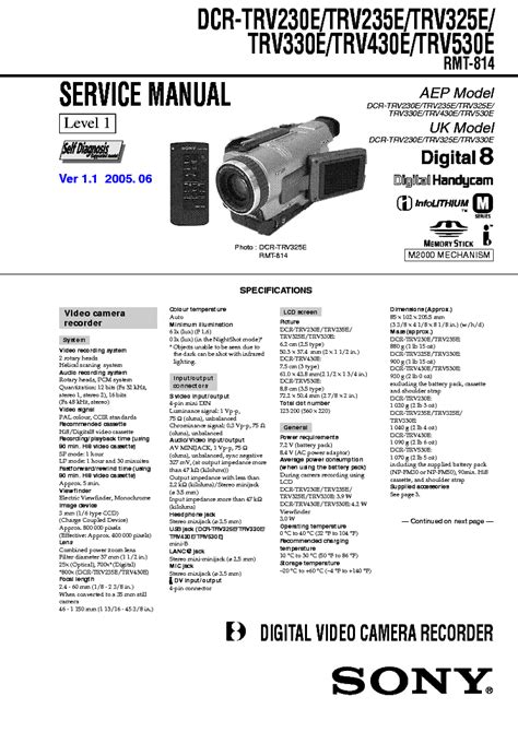 Sony dcr trv230 trv330 trv530 service manual. - Hyundai raupenbagger robex 180lc 7 komplettes handbuch.