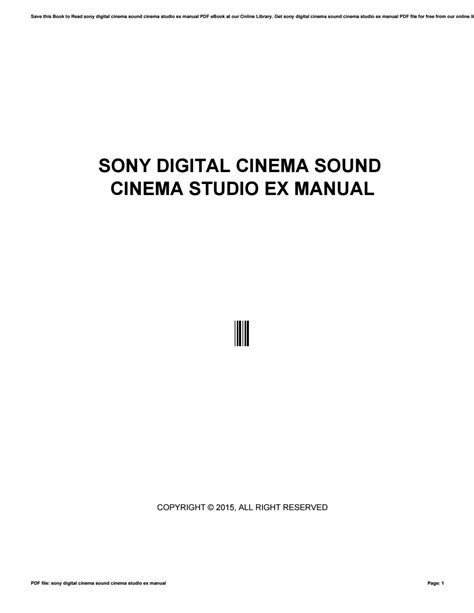 Sony digital cinema sound cinema studio ex manual. - Repair manual for signet battery chargers.